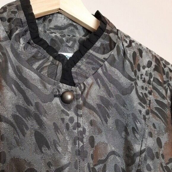 COLDWATER CREEK / Blazer Jacket Button Front Black & Grey Abstract Sz L - Picture 4 of 14